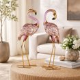thumbnail image 4 of DecMode 25" Flamingo Garden Sculpture with Dimensional Feathers and Gold Accents (2 Pack), 4 of 12
