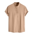 thumbnail image 1 of Camisas Vaqueras Para Hombre Manga Corta Moda de primavera y verano para hombre, camisa informal de manga corta con cuello levantado, camisetas transpirables para hombre (Khaki, 5XL), 1 of 4