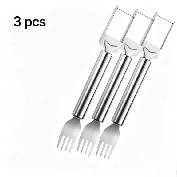 Vruelia 3 items Two In One Stainless Steel Fruit Cutter Cutter Latest Slicer Cutter Melon Mango Cutter Tool Cutter Kitchen Stainless Steel Fruit Cutter Fruit fork