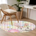 thumbnail image 5 of Happy Easter Round Area Rugs Collection 3.3', Spring Easter Bunny Eggs Floral Colorful Plaid Non Slip Indoor Circular Throw Runner Rug Floor Mat Carpet for Living Room Dining Table Bedroom Nursery, 5 of 9