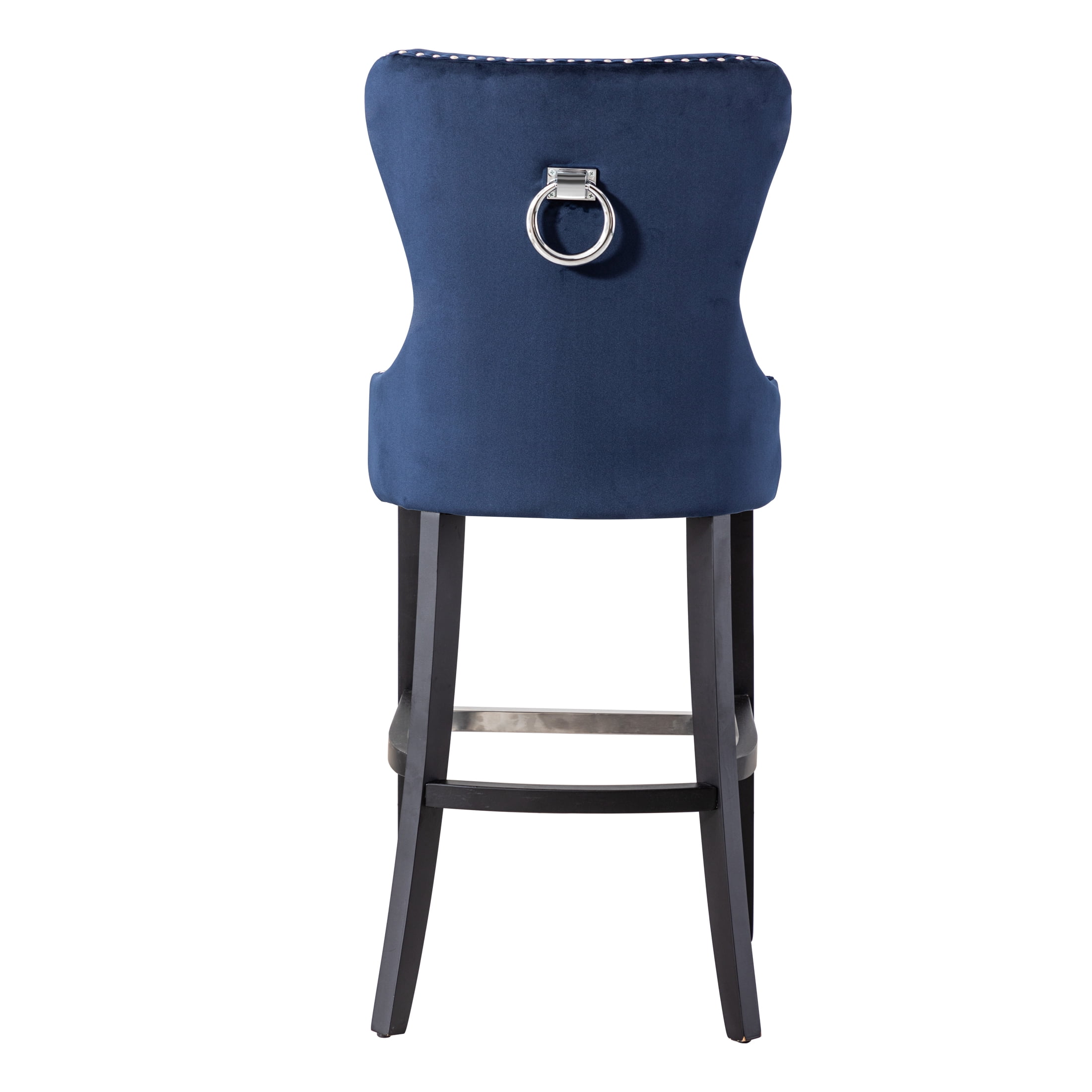 Westin Outdoor 29" Tufted Velvet Counter Stool, Black/Velvet Navy Blue
