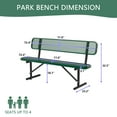 thumbnail image 6 of AwayHome 6ft Heavy Duty Mesh Metal Outdoor Park Bench with Backrest & Steel Frame,Green, 6 of 8