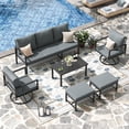 thumbnail image 4 of MRUAKA 6-Piece Outdoor Patio Conversation Set, Metal Frame Furniture Sofa with Armchairs & Coffee Table, Weather-Resistant Cushions for Balcony, Deck, Poolside Gray, 4 of 10