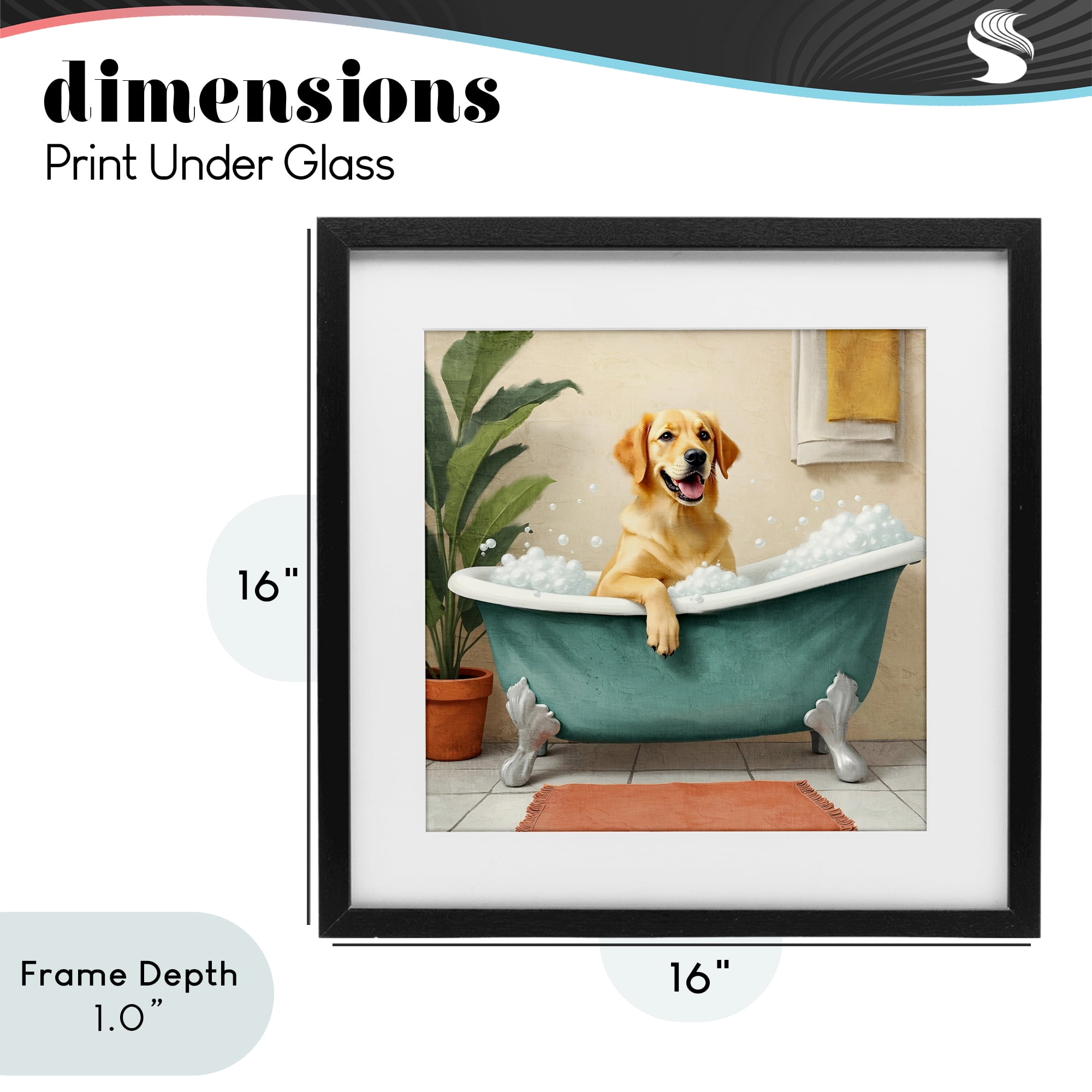 Stupell Industries Bubble Bath Labrador Dog Black Framed Print Under Glass, design by Kim Allen