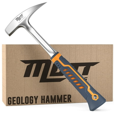 Mutt Tools 22oz Professional Rock Hammer - Geology Pick for Rockhounding, Fossil Hunting and Masonry - Geologist Rock Pick Hammer for Breaking Stone and Geodes