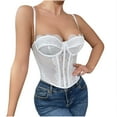 thumbnail image 2 of Women's Corset Top Bustier Corset Top Tight Fitting Corset Tank Top Straps Top Solid Short Fashion White XS, 2 of 7