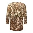 thumbnail image 5 of Besolor 3/4 Sleeve Shirts for Women 2024 Fashion Sparkly Tops for Women Crewneck Casual Going out Tunic Tee Tops Gold 1, 5 of 5