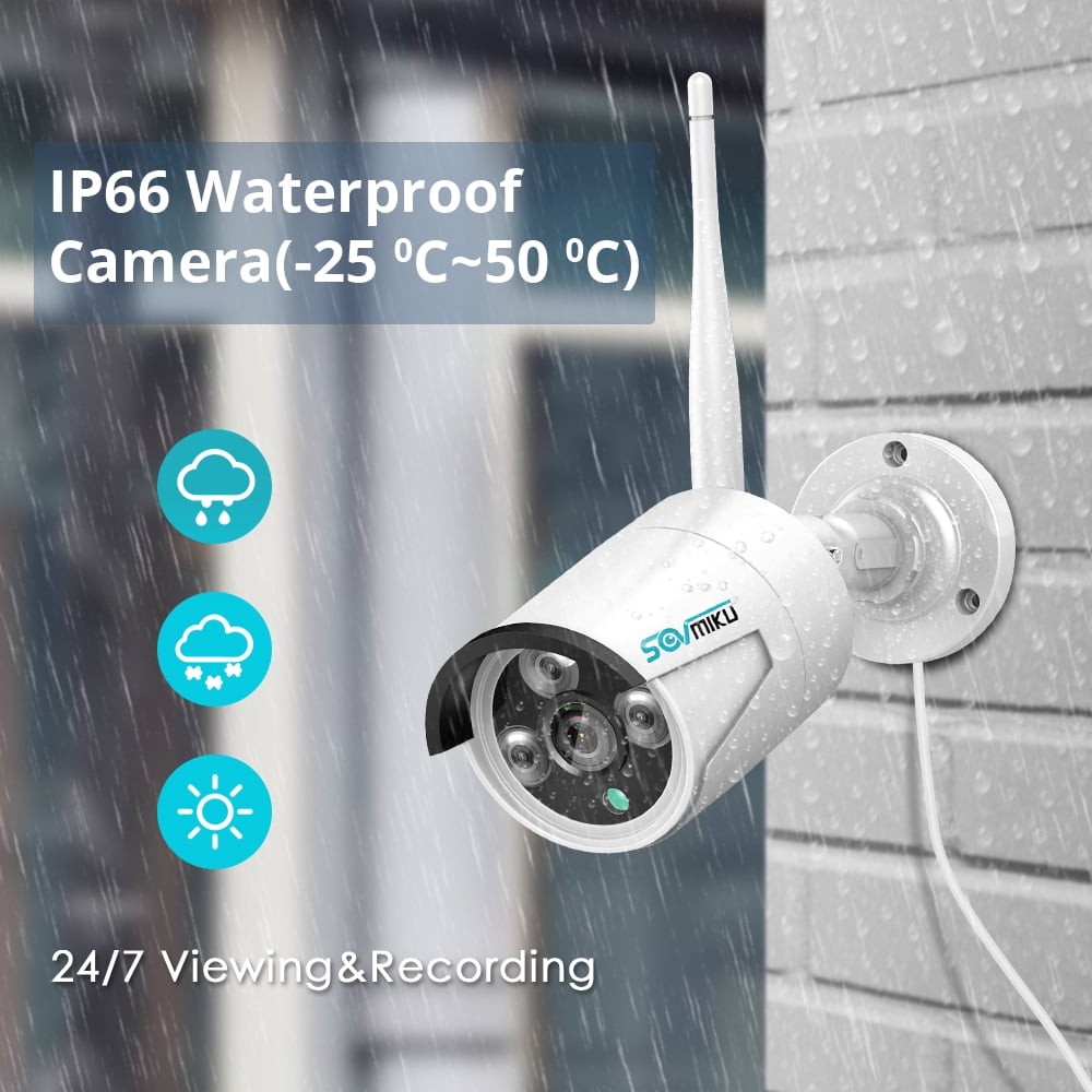 Sovmiku 4Pcs 3MP Security Camera System with 12.1" Monitor, 3TB Hard Drive, Color Night Vision , IP66 Waterproof, Motion Alert