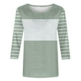thumbnail image 4 of Olyvenn Women 3/4 Sleeve T-Shirts Crew Neck Cute Tunic Tops Striped Basic Tees Half Sleeve Blouses Casual Loose Fit Pullover Gray M, 4 of 4