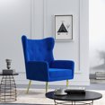 thumbnail image 2 of HOMCOM Fabric Accent Chair, Wingback Armchair with Gold Metal Legs, Blue, 2 of 10