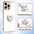 thumbnail image 5 of Designed for iPhone 13 Pro Max Case with Ring Holder Luxury Plating Butterfly Hidden Stand Cover Soft TPU Full Camera Protective Phone Case for Women Girls-White, 5 of 12