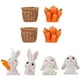 thumbnail image 1 of KAKOWELY 8 figuras de conejo en miniatura, cesta de paja en miniatura, figura de zanahoria, decoración para fiesta de Pascua, 1 of 4
