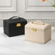 thumbnail image 4 of Joyero rosa con 2 cajones, organizador de joyas con cerradura y espejo, caja de viaje extraíble., 4 of 5