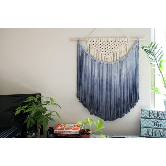 Handmade Macrame wall hanging in Ombre Royal Blue