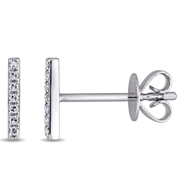 AMOUR Diamond Bar Earrings In 14K White Gold