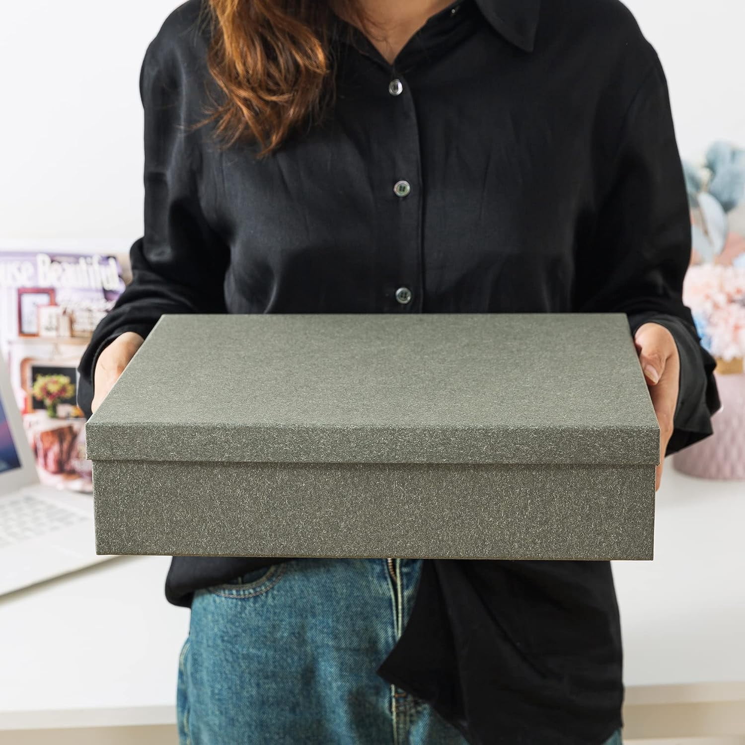 Decorative Storage Boxes with Lids, Paper Storage Box Set for Keepsakes and Photos, Decorative Boxes for Home Decor, Stationery, Office Organizers