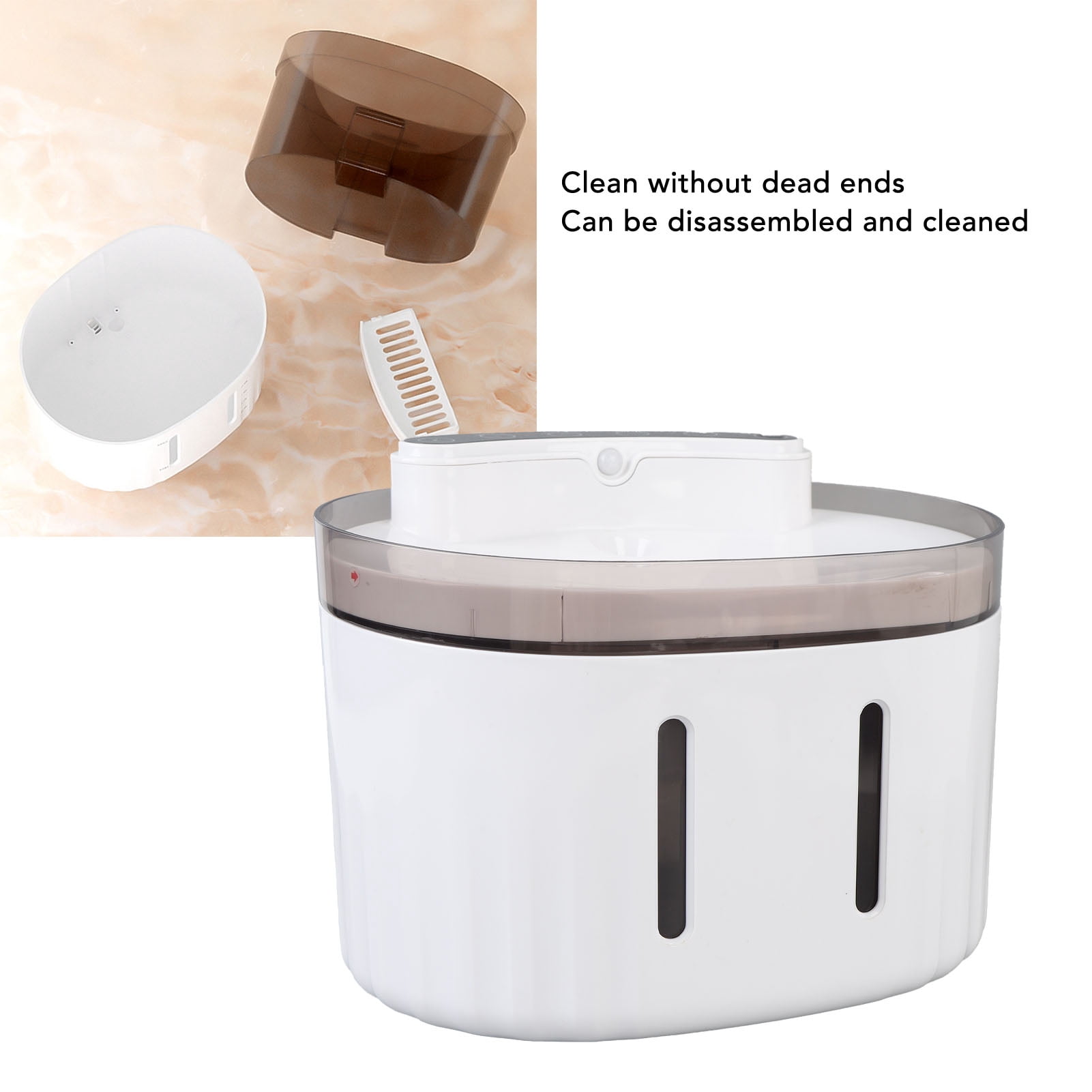 LAZIOEGR 2L Wireless Pet Fountain Quiet Self Circulating Filtration Rechargeable Cat Water Dispenser for Indoor Cats and Dogs (9.84 inches / 25 cm)