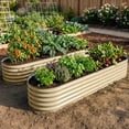 thumbnail image 2 of EAGLE PEAK 17'' Tall 9 in 1 Elevated Raised Garden Bed Metal Modular Planter Box Steel Flower Bed for Herb, Vegetable and Fruit, Pearl White, 2 of 10