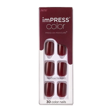 KISS imPRESS Color Press-On Manicure, Gel Nail Kit, PureFit Technology, Short Length, I'm Not a Cinna, Polish-Free Solid Color Mani, Includes Prep Pad, Mini File, Cuticle Stick, and 30 Fake Nails