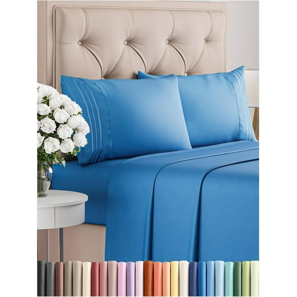 ERDS-Cal King Size 4 Piece Sheet Set - Comfy Breathable & Cooling Sheets - Hotel Luxury Bed Sheets for Women & Men - Deep Pockets, Easy-Fit, Soft & Wrinkle Free Sheets - Royal Blue Oeko-Tex Bed Sheet