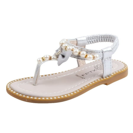 

Binmer Girls Sandals Infant Kids Baby Summer Boeknot Pearl Crystal Princess Shoes