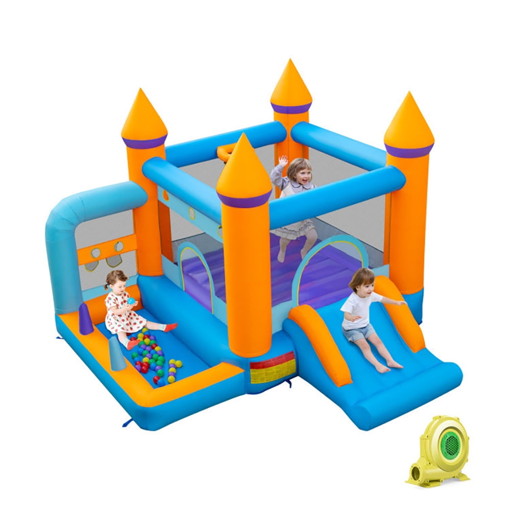 Aimee Lii 5-in-1 Inflatable Bounce Castle with Ocean Balls and 735W Blower, Playhouse for Kids Outdoor