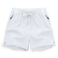 thumbnail image 2 of Jinhomg Beach Short Pants for Men Big and Tall Comfy Elastic Drawstring Waist Shorts Lightweight Breathable Summer Vacation Shorts with Zip Pockets Sales Today Clearance White XXXXXL, 2 of 9