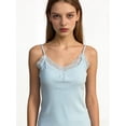 thumbnail image 5 of Gynyvoja Lace Camisole Top One Lined Tank Top Spaghetti Strap Club Party Shirt Light Blue S, 5 of 9