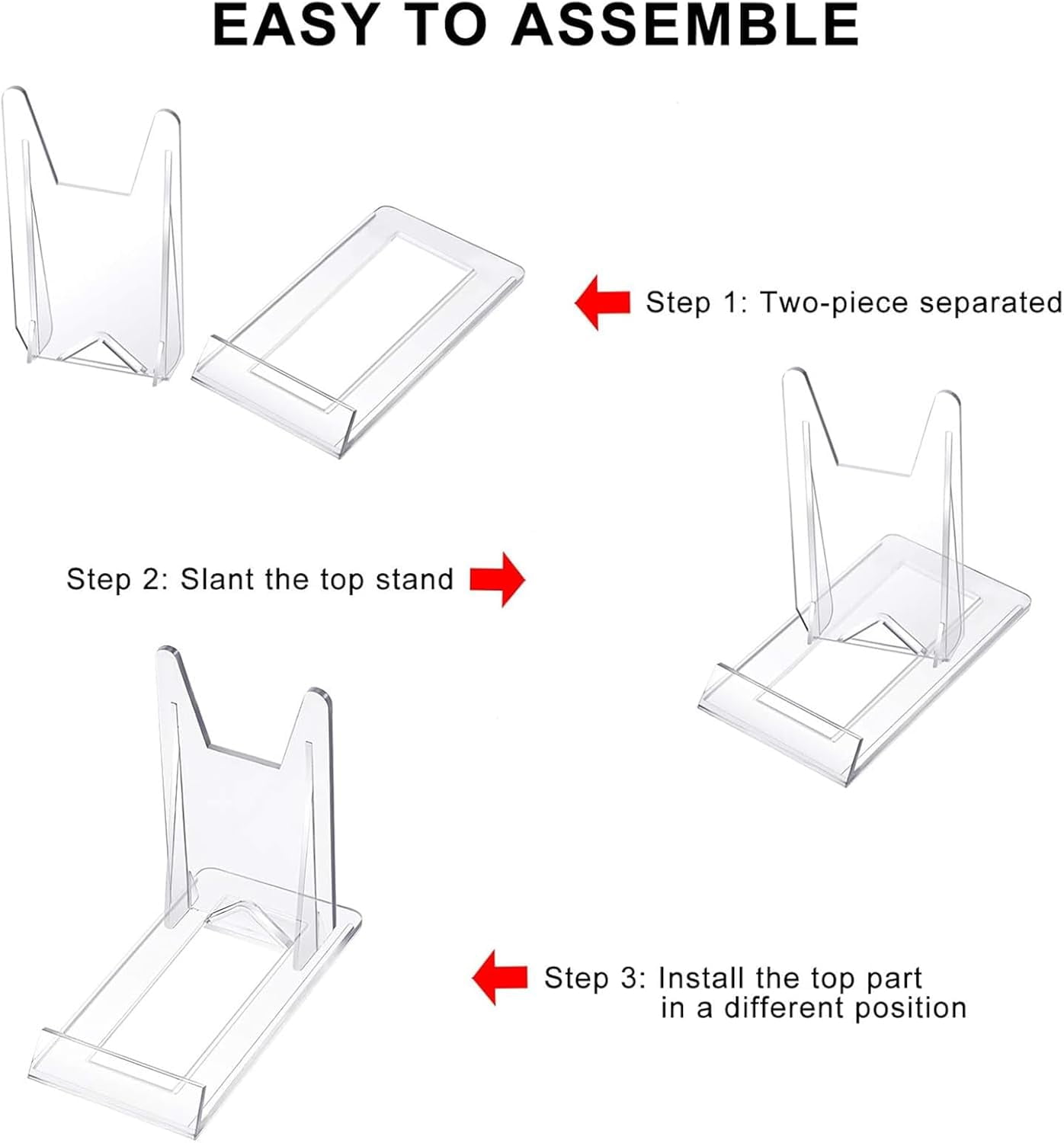 10 Pcs Acrylic Adjustable Plate Stands For Display Plastic Stand Holders Picture Plate Holders Clear Mini Easels Stands to Display Pictures for Home Office Supplies Festival Party Decoration
