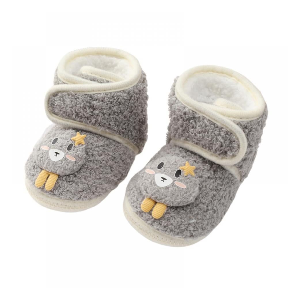 Baby Toddlers Kids Indoor Slipper Shoe Socks Moccasins NON SKID GREY STRIPE PENGUIN 