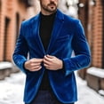 thumbnail image 2 of LMOIPLI Men Thick Plush Velvet Notch Lapel Two Button Blazer Fall Winter Date Banquet Casual Sport Coat Blue XXL, 2 of 5
