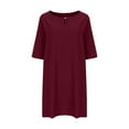 thumbnail image 5 of Meichang Women's Summer Shirt Dress Cotton Linen Knee Length Dresses 3/4 Sleeve Keyhole Neck Loose Fit Casual Dresses Beach Tshirt Dresses, 5 of 6