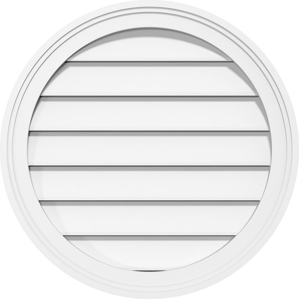 18"W x 18"H Round Surface Mount PVC Gable Vent Functional, w/ 2"W x 1