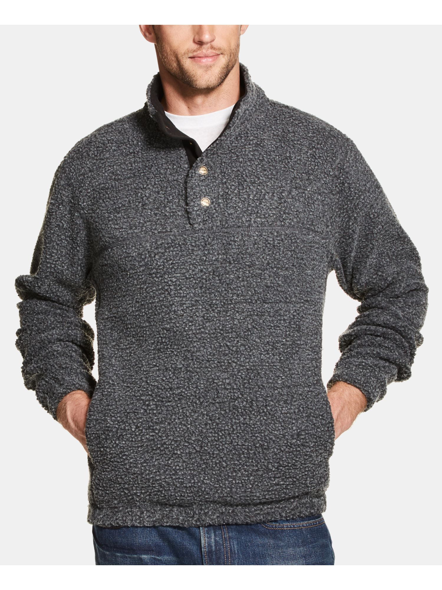 Weatherproof Vintage Mens Snap Mockneck Sweater