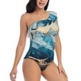 thumbnail image 3 of Rateoe Iceberg Bald Eagle Pattern Women One Piece Swimsuits Tummy Control One Shoulder Bathing Suits Ruffle Swimwear-Large, 3 of 6