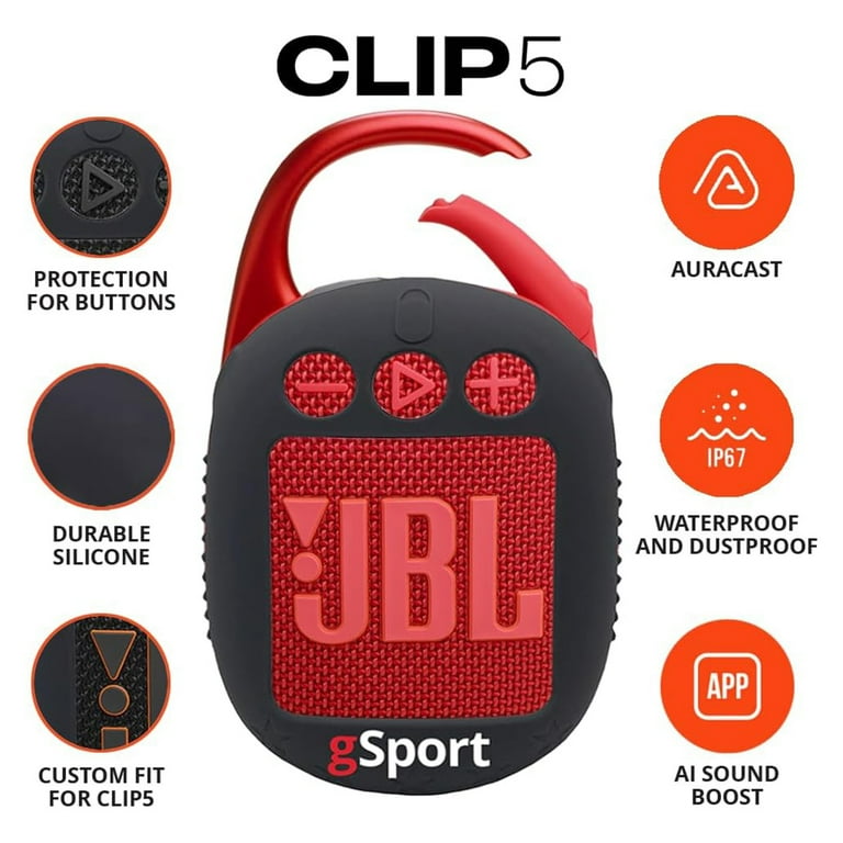 JBL Clip 5 Ultra Portable Bluetooth Speaker with gSport Silicone