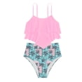 thumbnail image 4 of Xudanell Girls Swimsuit 2 Piece Bikini Set Tiered Ruffled Bathing Suit Straps Girls' Swimwear (15-16 Years,C), 4 of 4
