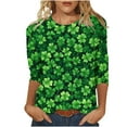 thumbnail image 2 of Qepwscx Womens Shirts 3/4 Long Sleeve St Patricks Day Crewneck Sweatshirt Irish Shamrock Printed Pullover Sweatshirts Dressy Tops For Women Blouses For Women Dressy Casual Green Graphic Tshirts, 2 of 5