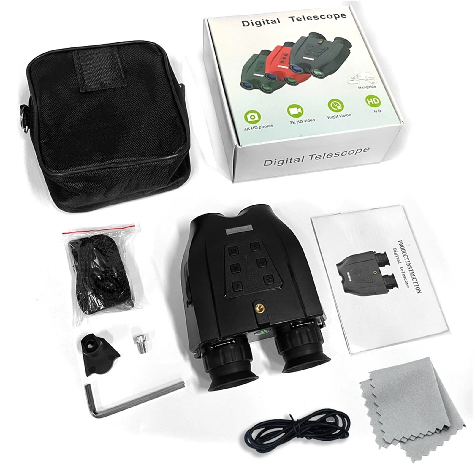 DT99 48MP 2.5K UHD 3D Binoculars Telescope 8X Digital Zoom 6X Optical 300M Infrared Night Vision Camera for
