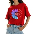 thumbnail image 4 of Women's Workout Tee - Athletic Plus Size Top - Short Sleeve Cotton - Trendy 2025 Design | Baberdicy | Womens Fashion Workout T Shirts Athletic Plus Size Tops Summer Trendy (Red | M), 4 of 9