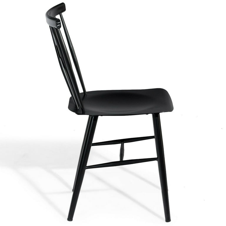 Costway Set of 2 Black Steel Dining Side Chairs with Cross