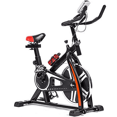 Indoor Cycling Exercise Bike with Heart Pulse, LED Display, and Adjustable Seat and Handlebars