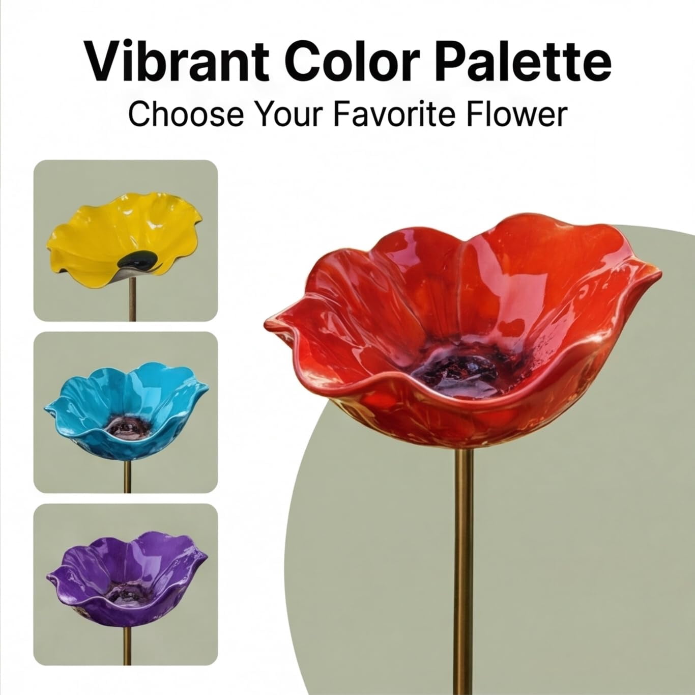 Handmade Metal Flower Garden Stake with Bee Bath & Bird Water Bowl  Decorative Outdoor Yard Art, Pollinator Watering Station, Weather-Resistant Garden Decor Gift for Bird Lovers