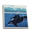 thumbnail image 1 of Orca and Calf (Mountains) (Absorbent Ceramic Coasters Set of 4 Matching Images, Cork Back, Kitchen Table Decor), 1 of 3