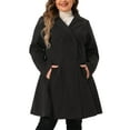 thumbnail image 2 of DARING DIVA Women's Plus Size Notch Lapel Double Breasted A Line Peacoat 1X Black, 2 of 6