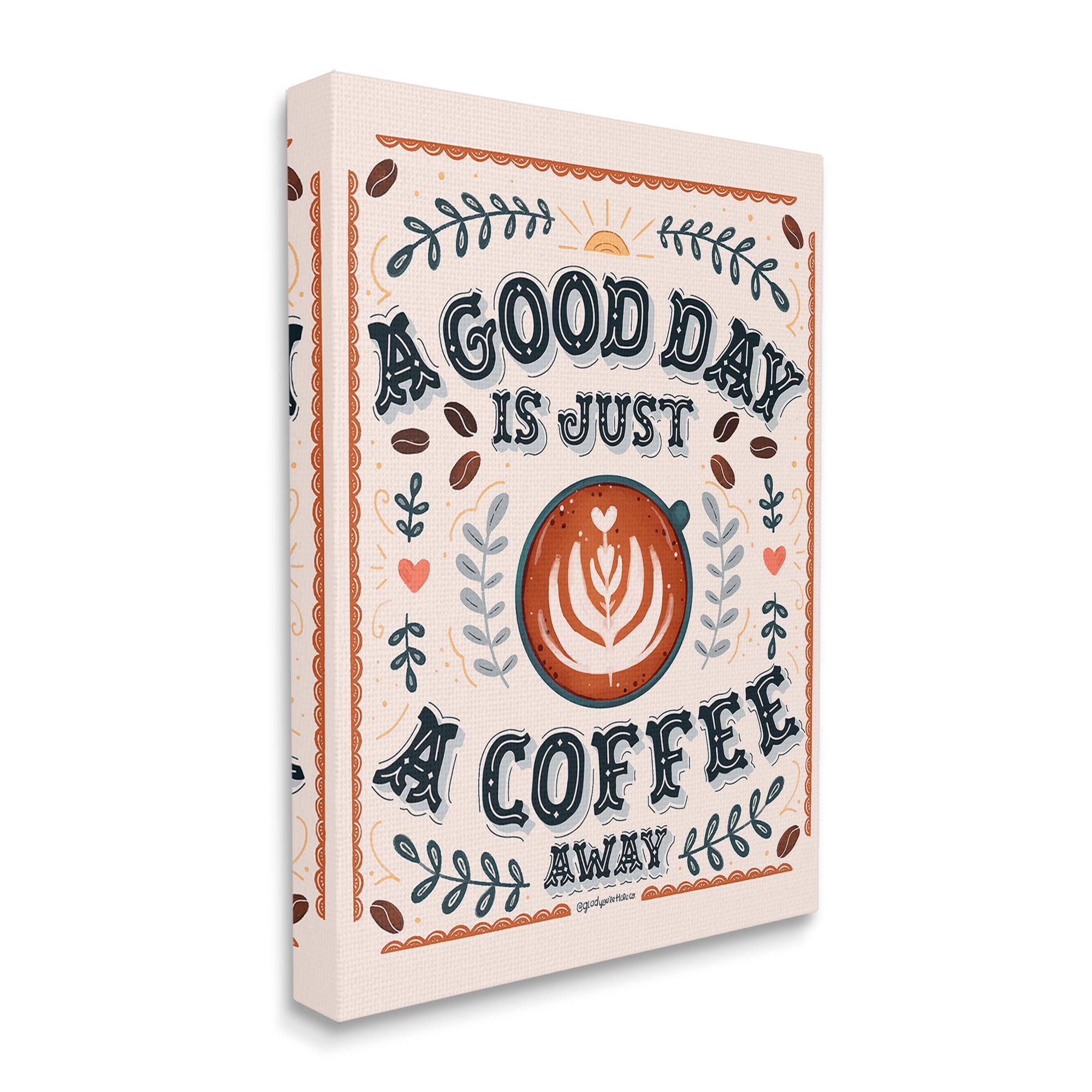 Stupell Industries Good Day A Coffee Away Food & Beverage Painting Gallery Wrapped Canvas Art Print Wall Art, 16 x 20