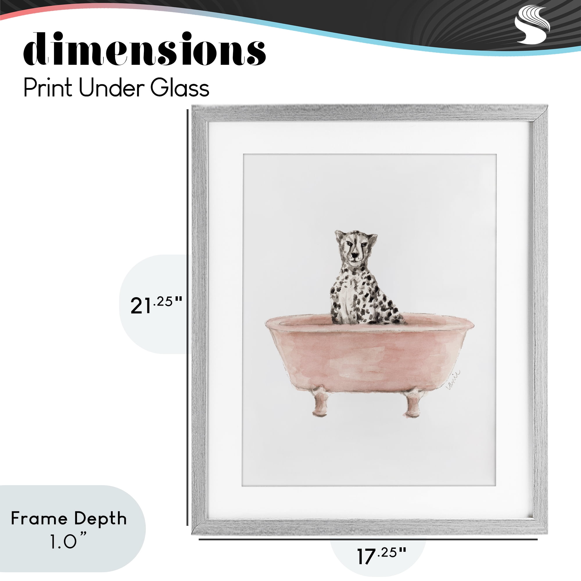 Stupell Industries Cheetah in Pink Tub Gray Framed Print Under Glass, design by Lanie Loreth