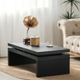 thumbnail image 4 of 47.6" L Modern Coffee Table, Rectangular Center Table with Floating Top Design, Rustic Wood End Table for Living Room Apartment, Antique Black, 4 of 9