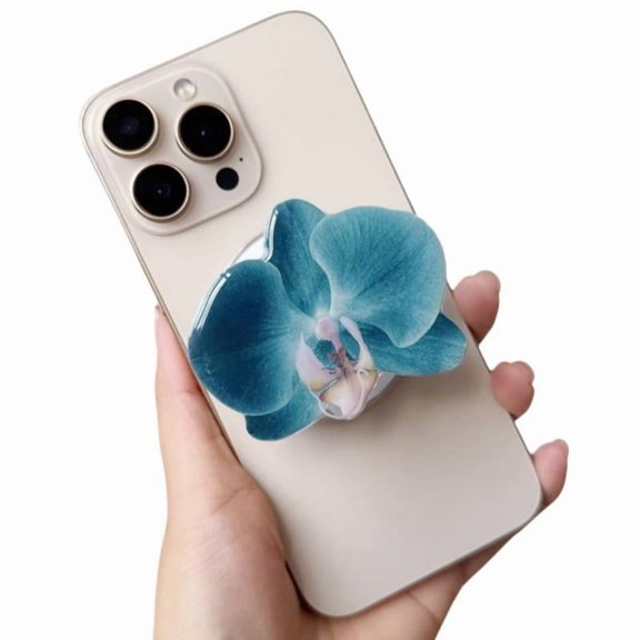 Aesthetic Acrylic Orchid Magnetic Phone Grip Stand, Removable Floral Back Grip for MagSafe-Compatible iPhone 15 14 13 Cases, Hands-Free Holder