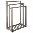 thumbnail image 6 of MyGift 3-Bar Wood Gray Towel and Quilt Rack Stand For Kitchen and Bathroom with Bottom Shelf, 6 of 6
